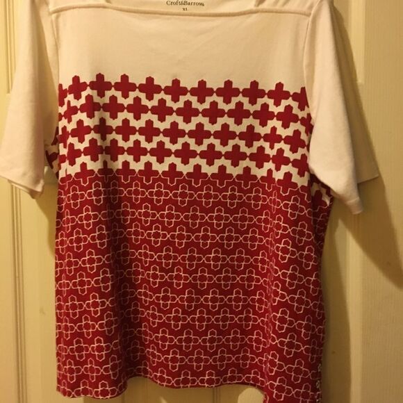 Croft & Barrow classic tee shirt red and white. - Picture 5 of 5